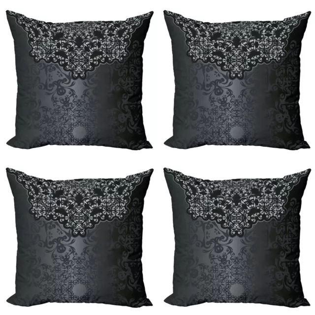 Dark Grey Pillow cushion set of 4 Vintage Damask