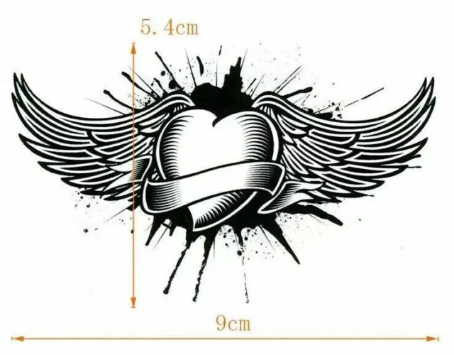 LOVE HEART ANGEL Wings Temporary Tattoo Arm Leg Neck Women Men Sticker  $2.84 - PicClick