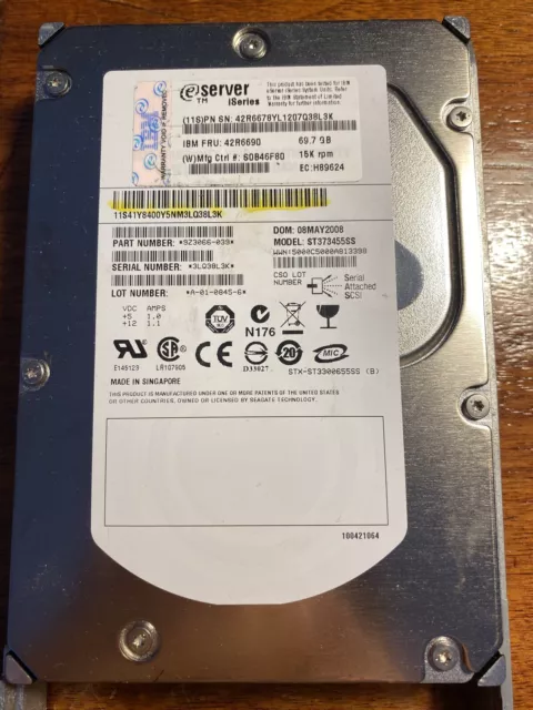 IBM iSeries Server 69.7gb  Hard Disk Drive eServer 15K RPM 2