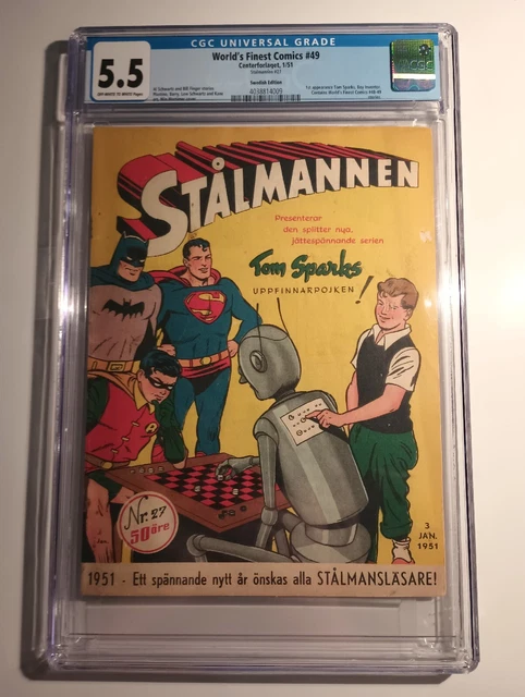 Batman Worlds Finest Comic Book #48 Key Issue 1951 Stalmannen Swedish Cgc 5.5