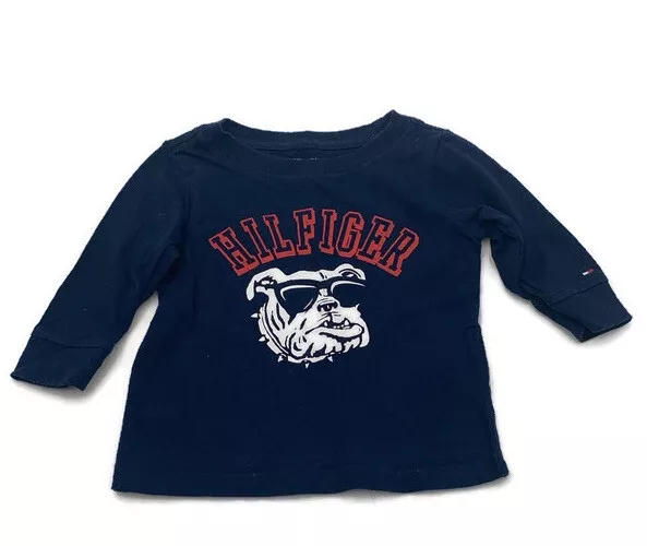 T-shirt bambino Tommy Hilfiger blu navy ragazzi ragazze bulldog età 3-6 M