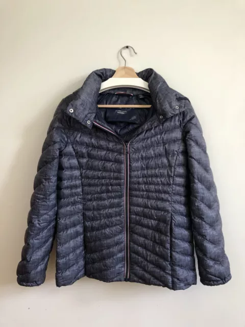 Tommy Hilfiger Natural Down Jacket Womens Size M Packable Lightweight Denim Blue