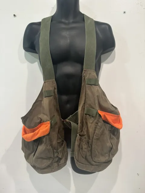 Vintage Filson Tin Cloth Game Bag Hunting Vest Beige/Blaze Orange Wax