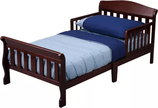 Toddler Bed With Safety Rails Children Kids Girls Boys Contemporary Wood Cherry