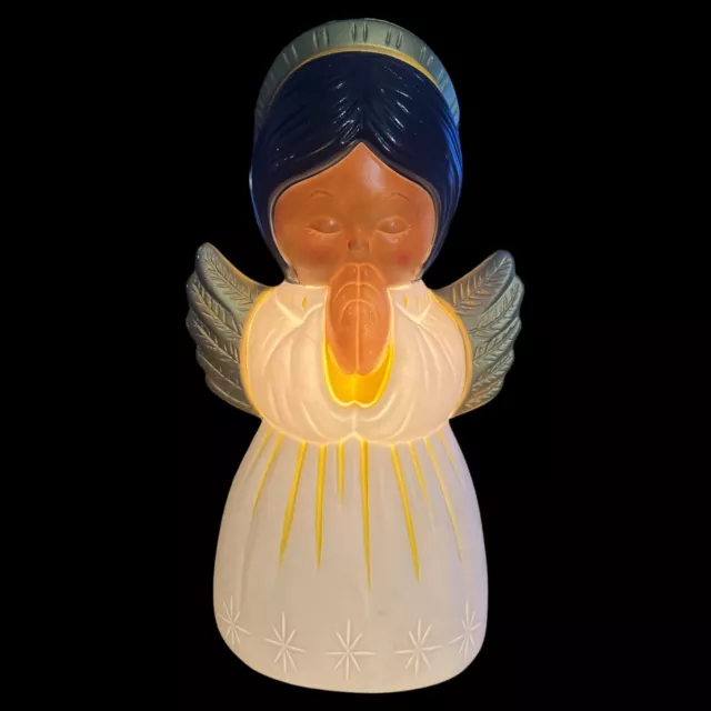 African American Angel Blow Mold Grand Venture Praying Indoor Outdoor 17” WORKS