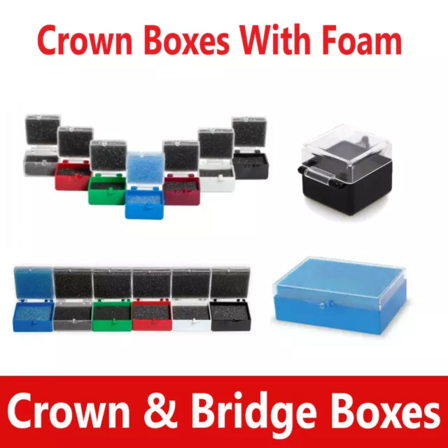 Dental Lab Rigid Crown Box 1" or 2" Rigid Box Pre Packed w/Foam, Assorted Color