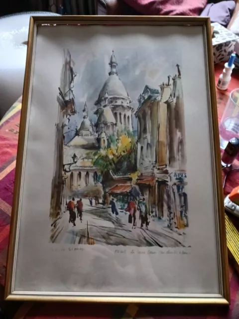 Antikes Aquarell, Paris, Marius Girard, original ca. 35cm x 51cm mit Rahmen