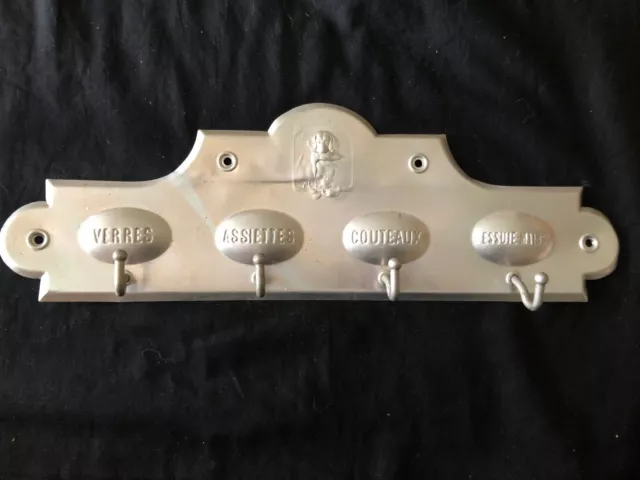 Vintage French Kitchen Metal Hanging Hooks for Towels Plates Knives Glasses Hand