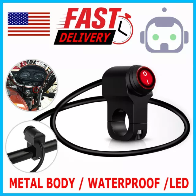 LED Motorcycle Switch ON OFF Handlebar Mount Push Button 12V Headlight Fog Light