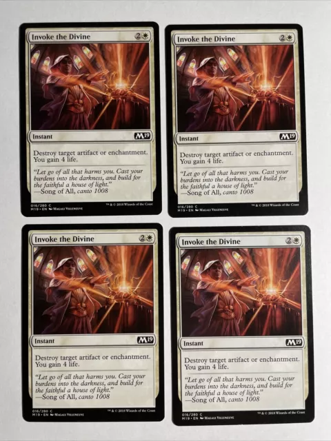 4x Set core Mtg 2019 M19 Invoke The Divine quasi nuovo Magic The Gathering