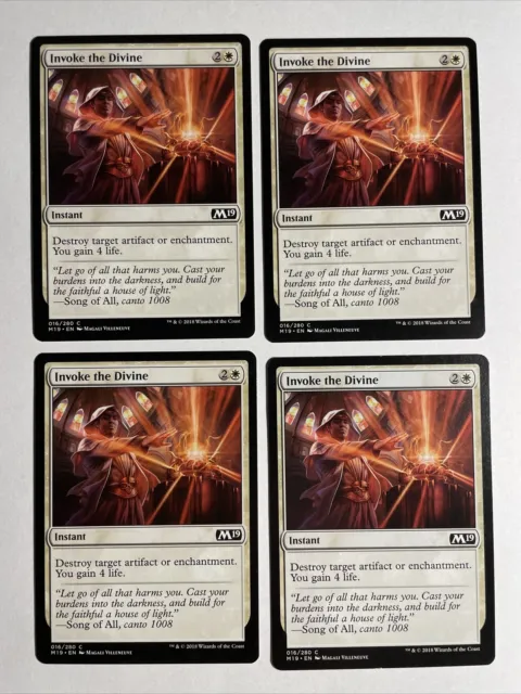 Juego de 4x M19 2019 Mtg Core Set M19 Invoke The Divine casi nuevo Magic The Gathering