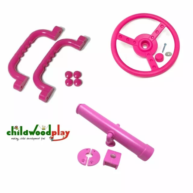 Pink Climbing Frame bundle DIY accessories Kit Handles Steering Wheel Telescope