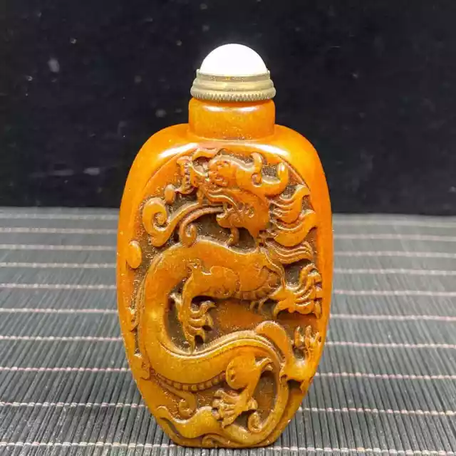 Chinese Natural Shoushan Stone Hand-carved Exquisite Seal Snuff Bottle 90068