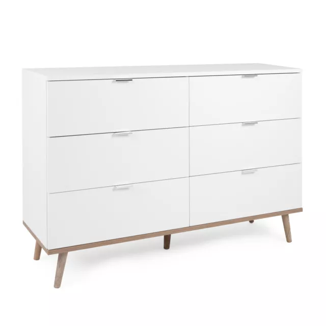 Kommode Weiß mit 6 Schubladen Holz Sideboard Schrank Anrichte Modern Homestyle4u