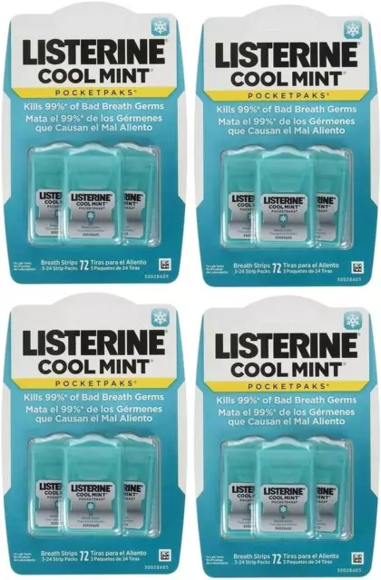 Listerine Pocketpaks, Cool Mint, 24 Strips 4Er Pack