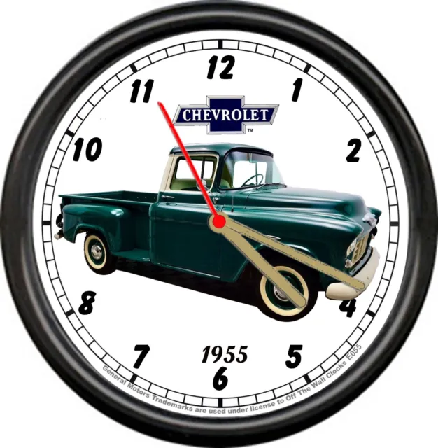 Licensed 1955 '55 Chevy Stepside Pickup Truck General Motors Sign Wall Clock
