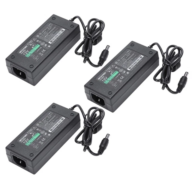 3x 72 Watts 12V 6A 5.5x2.5mm AC/DC Power Supply Adapter Perfect for LED E5T3