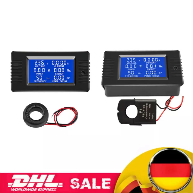 100A AC Digital Monitor LCD Volt Amp Watt Meter Batterie Solar Power Analysator