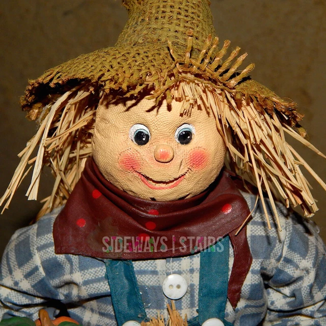 WITCH & SCARECROW HALLOWEEN FIGURE SET 13" fabric mache ghosts vintage rare cute 3