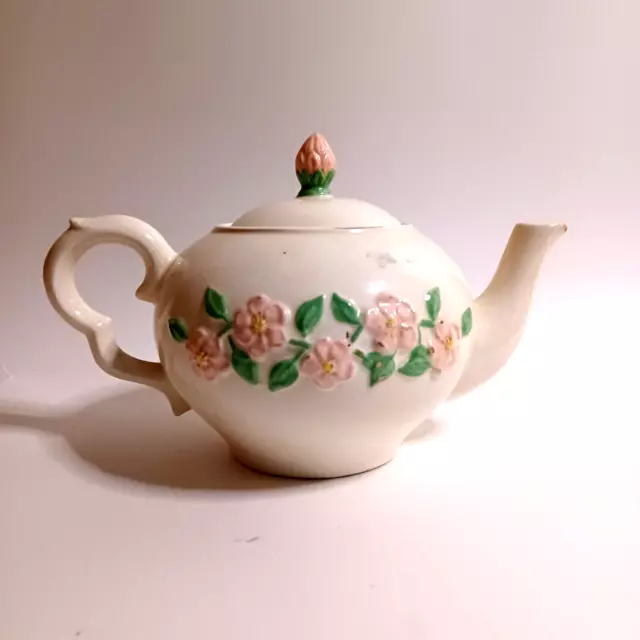 Vintage Tea Pot Pink Open Flowering Rose Signed by the Artist