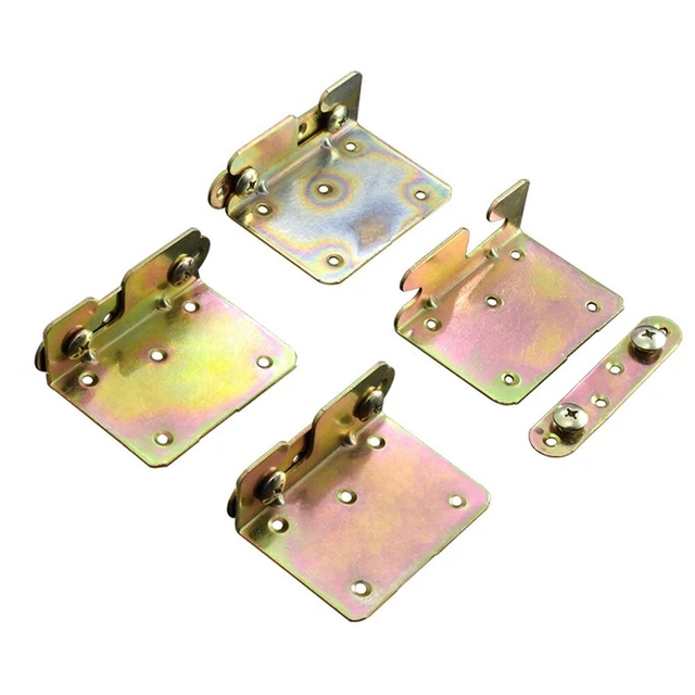 "Soporte para rieles de cama 3.46\" X 2.56\" X 1.38\" 4 juegos herrajes oro sin mortaja