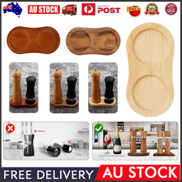 Wooden Pepper Mill Tray Bamboo Tea Tray Salt & Pepper Stand Tray Storage Holder
