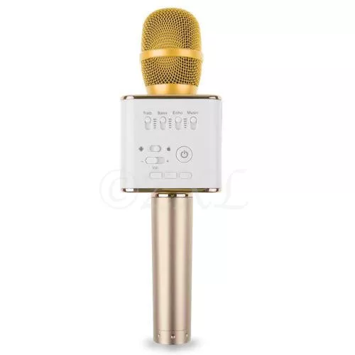 Q9 Mini Wireless Bluetooth Karaoke Microphone Speaker Home KTV USB Player Gold