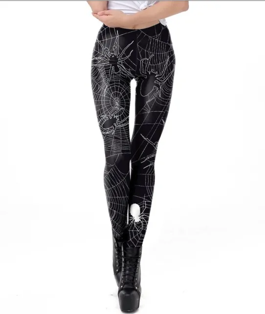 Women Girls Gothic Leggings Sports Yoga Pants Digital 3D Printed Spiders Webs