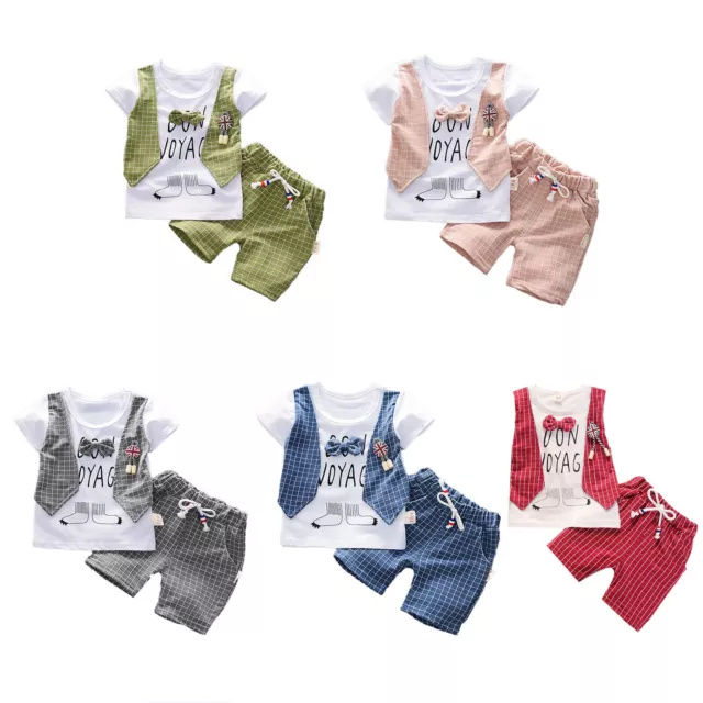 Toddler Baby Boys Outfit Summer Clothes Short Sleeve Gentleman Party Tops Shorts
