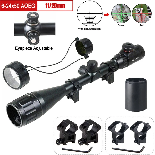Paike Rifle Scope 6-24x50mm Red And Green Illuminated Optics With Range