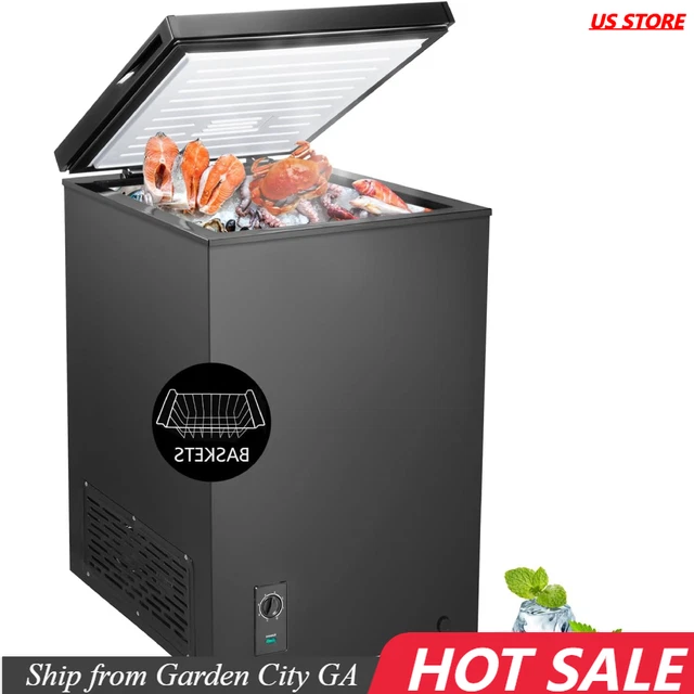 CHEST FREEZER 3.5 Cu.Ft, Upright Freezer, Adjustable Temperature, Black