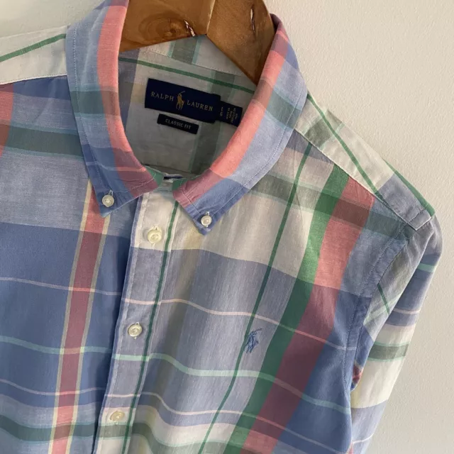 Polo Ralph Lauren Camicia L Large da uomo multicolore a scacchi vestibilità classica manica lunga