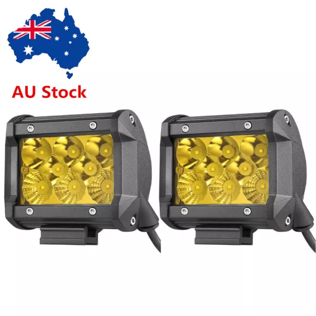 2X 4"Inch 48W LED Work Light Bar Spot Flood Cube Pods Driving Offroad Tri-Row AU