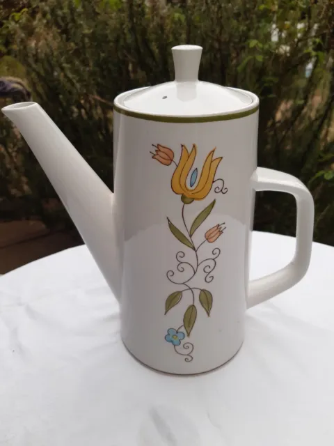 Vintage Mikasa Cera-Stone Japan coffee pot floral design 1970-79 era