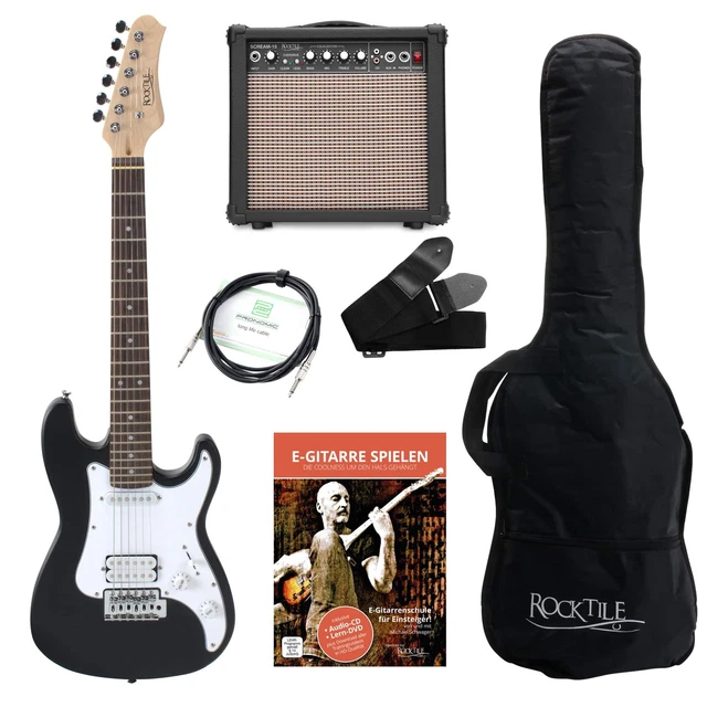 Pack Guitare Electrique Junior 3/4 Noir pour Enfant Amplificateur Housse Sangle