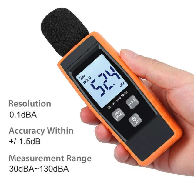 Sound Level Decibel Noise Meter 30-130DB Measure Pressure Digital Monitor Tester