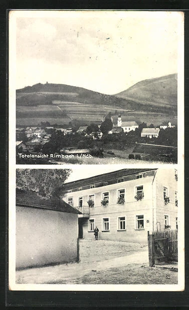 AK Rimbach i. Ndb., Straßenpartie mit Haus, Ortsansicht
