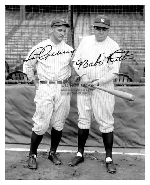 Babe Ruth & Lou Gehrig Autographed New York Yankess Players 8X10 Photo Reprint