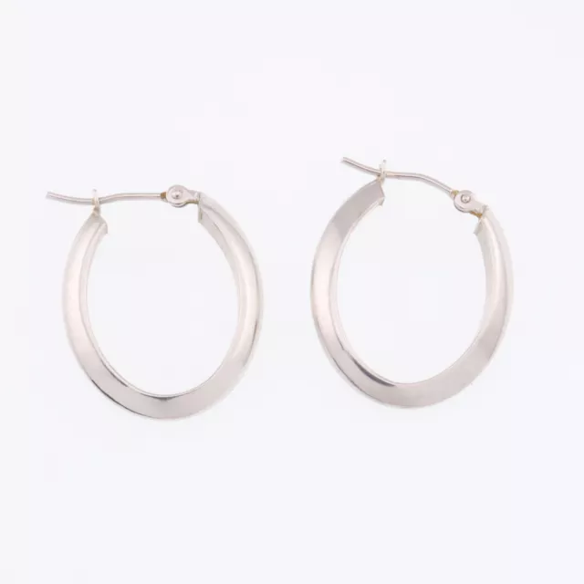 14k White Gold 3/4" Oval Estate Hoop Earrings