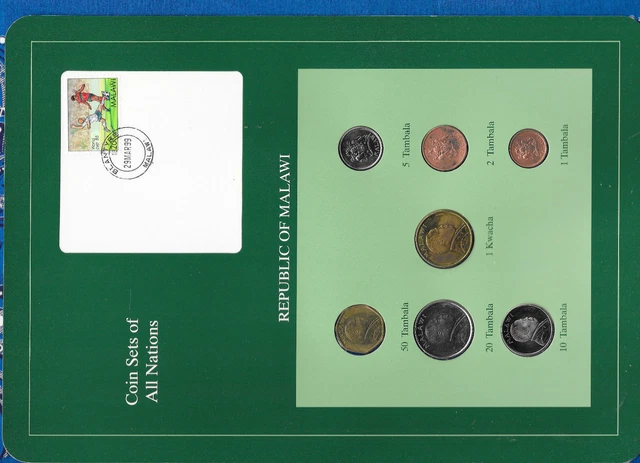 Coin Sets of All Nations Malawi 1995-1996 UNC 1 Kwacha 50,20 Tambala 96