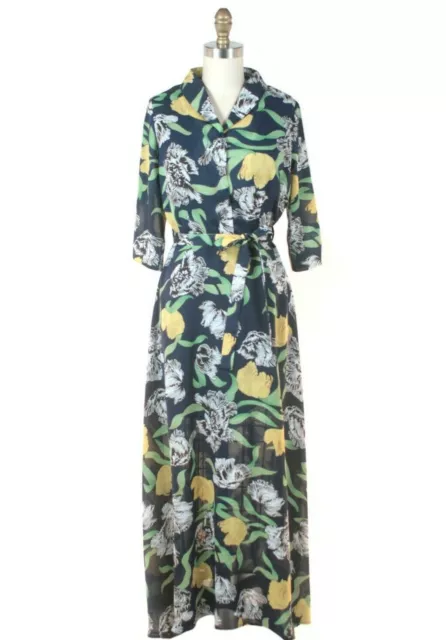 New SAMPLE SALE S FROCK SHOP Jessie Midi Flower Print Dress - Navy