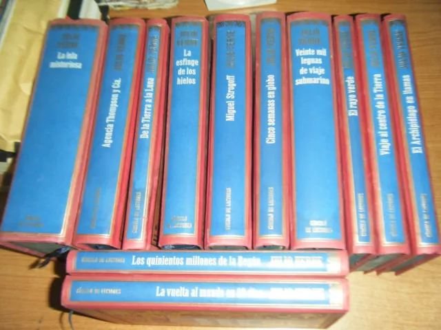 Coleccion Julio Verne, 12 Tomos Circulo De Lectores, Grabados Azules Tapa Dura