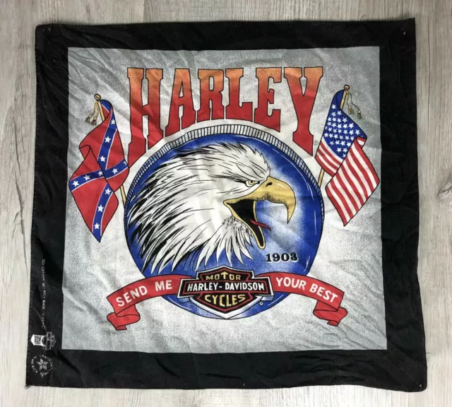 Harley Davidson Bandana Vintage Made USA 1903 Send Me Your Best 20” x 22”