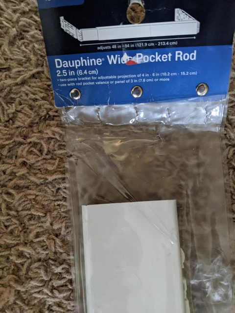 Dauphine Wide Pocket Rod 2.5" adjusts 48-84" white