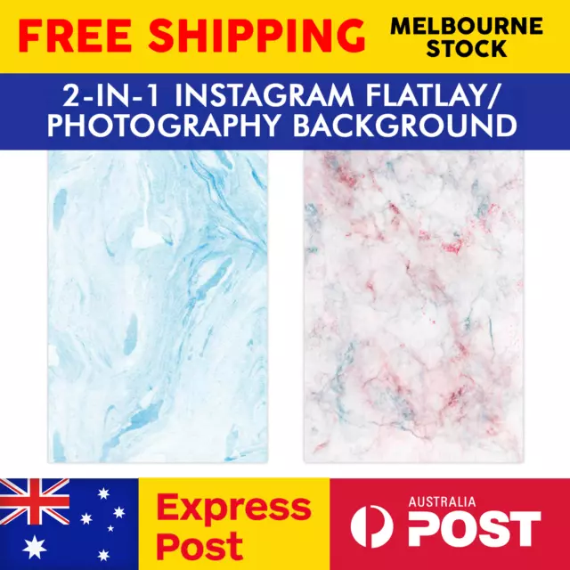 Instagram Photography Flatlay Backdrop Background Design - Blue & Mix Marble