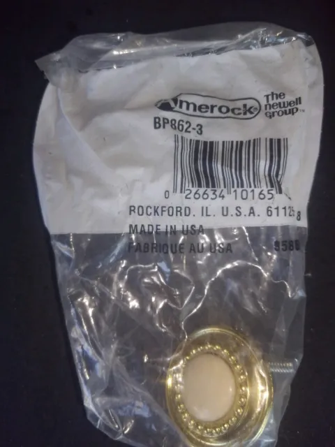 Amerock BP862-3 Polished Brass 1 1/4" Beaded Cabinet Knob Pull, Porcelain Center