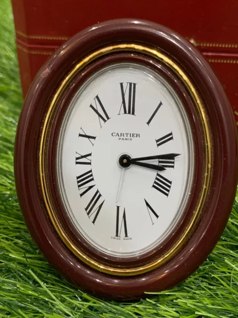 Authentic Vtg Must De Cartier Paris Table Alarm Clock Travel 1980S Work Handwind