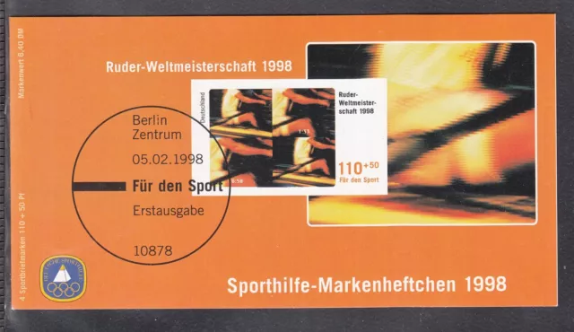 BRD Germany Sport Markenheftchen 1998 gestempelt, Ruder Weltmeisterschaft