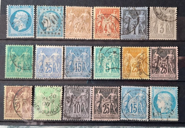 LOT DE 7 timbres français différents type semeuse - oblitérés- EUR 30,00 - FR