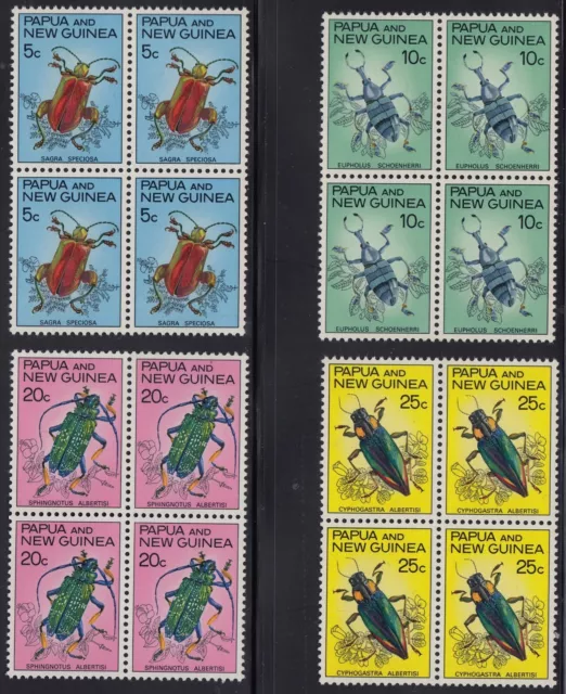 PNG 1967 Beetles set as blocks of 4, mnh